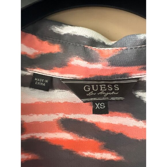 Guess Chic Geometric Button Front Sheer Top Womens XS - Picture 4 of 11